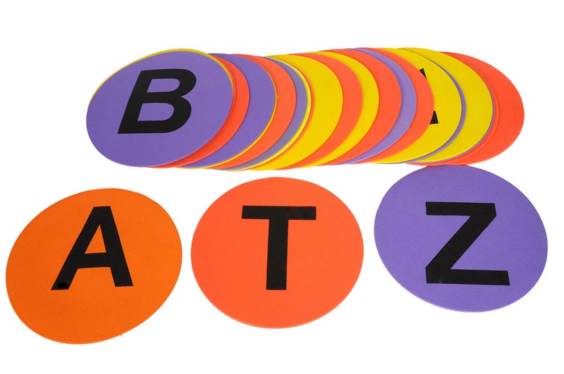 GSi 8 Inch A to Z - (Pack of 26) Alphabet Spot Markers, Non-Slip, Durable Poly Dots for Alphabet Marks-the-Spot Floor Games, Classroom & Preschool |Brightly Colored Circles for PE & Learning - Image 3